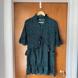 •Polka dot ruffled tunic• Size L